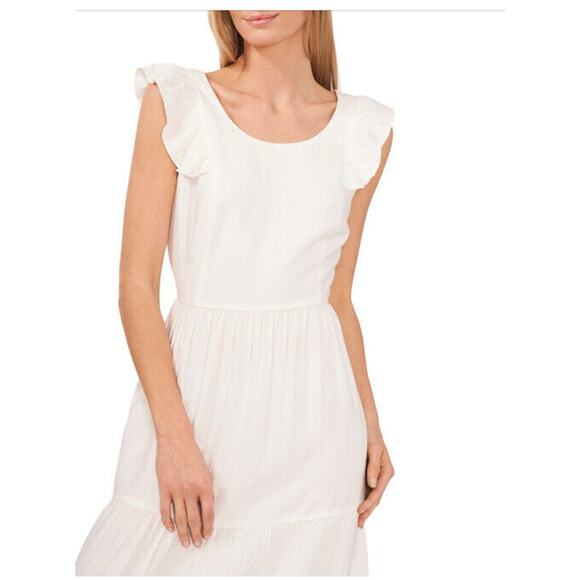 NWT CECE Size XL White Tiered Maxi Dress Coastal Cut Out Back Portrait Beach - Picture 4 of 16